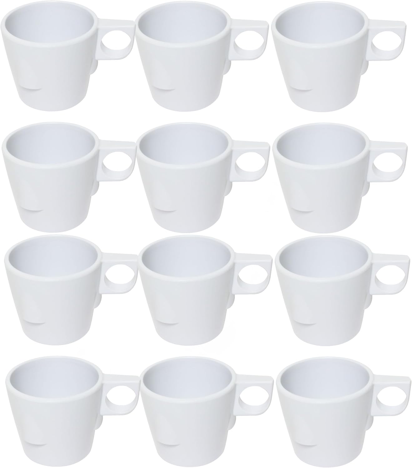 7 oz Stacking Cup Melamine Set of 12- Dishwasher Safe Break-Resistant Coffee Cup Set Reusable Plastic Cup for Latte Cappuccino Cocoa Hot Tea Mocha Home Cafe Restaurants
