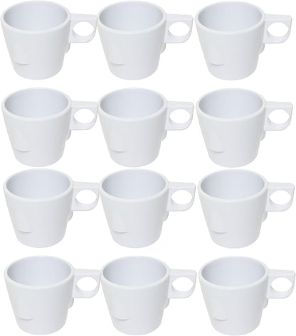 7 oz Stacking Cup Melamine Set of 12- Dishwasher Safe Break-Resistant Coffee Cup Set Reusable Plastic Cup for Latte Cappuccino Cocoa Hot Tea Mocha Home Cafe Restaurants