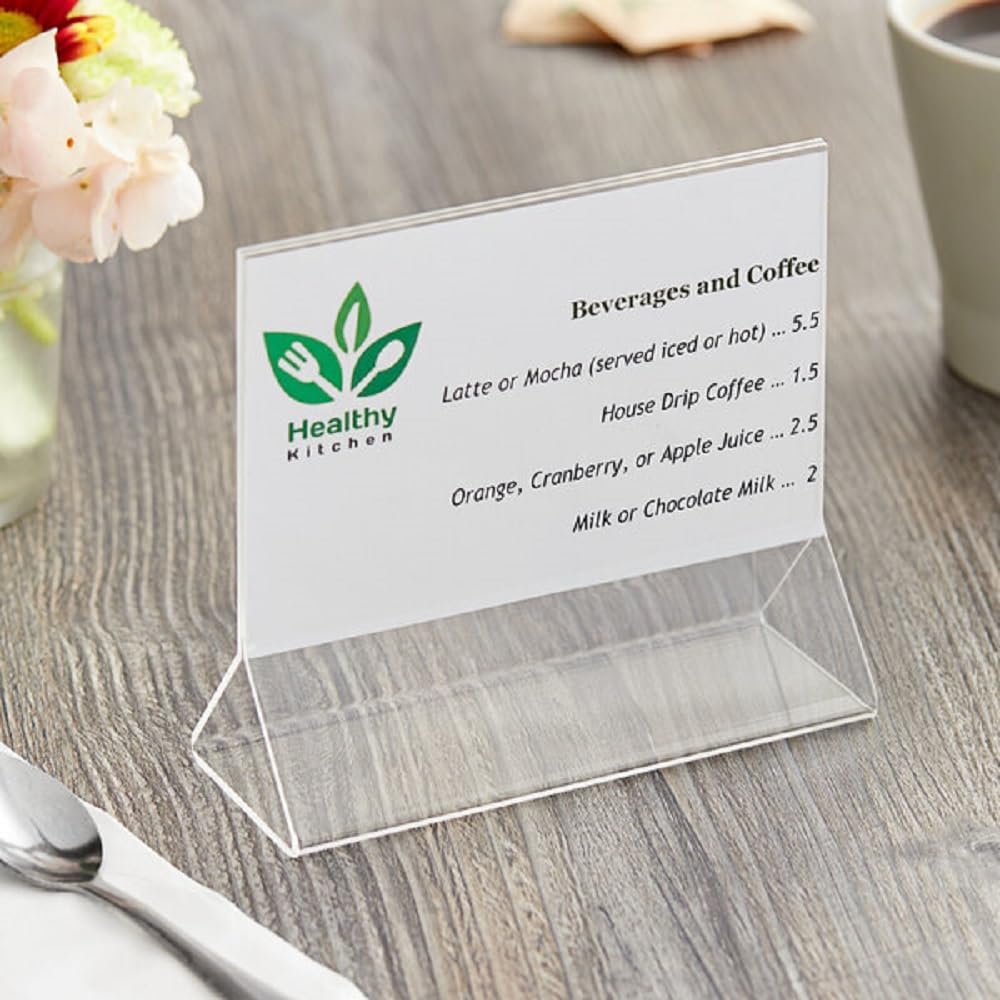 Acrylic Menu Sign Photo Table Holders Clear - Upright Table Desk Displays Double Sided Table Menu Stands Picture Frames for Wedding Table Numbers Restaurant Signs
