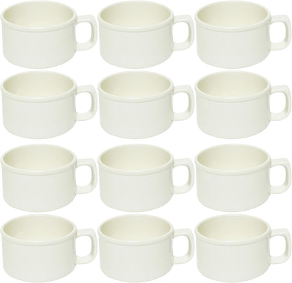 10 oz Soup Mug Melamine Set of 12- Dishwasher Safe Break-Resistant Coffee Cup Set Reusable Plastic Mug for Soups Latte Cappuccino Cocoa Hot Tea Home Cafe Restaurants