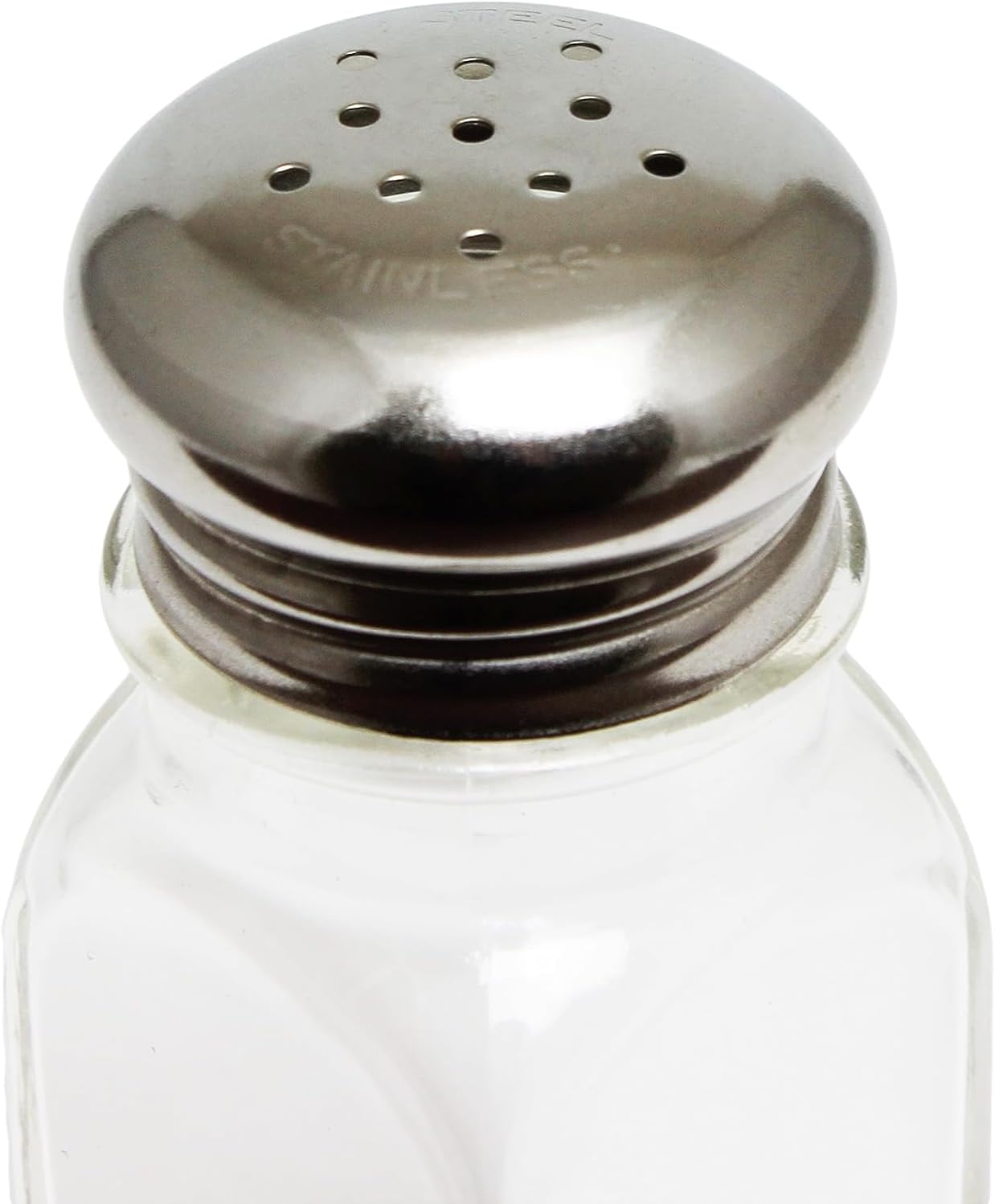 Classic Clear Glass Salt or Pepper Shakers with Stainless Steel Mushroom Tops Set of 12- Salt Shaker Stainless Lid-Glass Spice Jars Kitchen Accessories