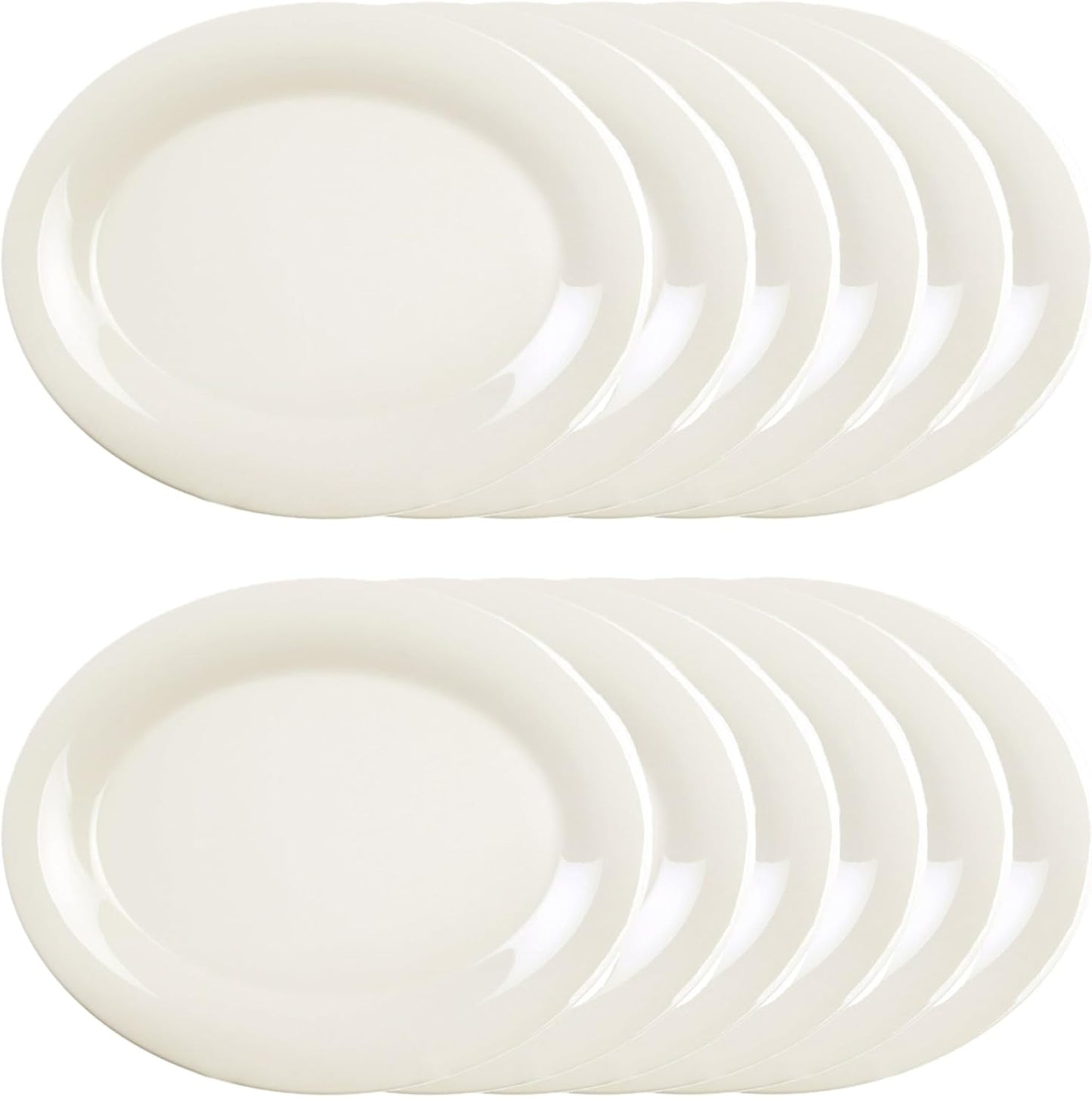 Oval Platter Pure Melamine Set of 12- Dishwasher Safe Break-Resistant Reusable Plates Kitchen Plates Dinnerware Serving Platter Dishes for Home Kitchen