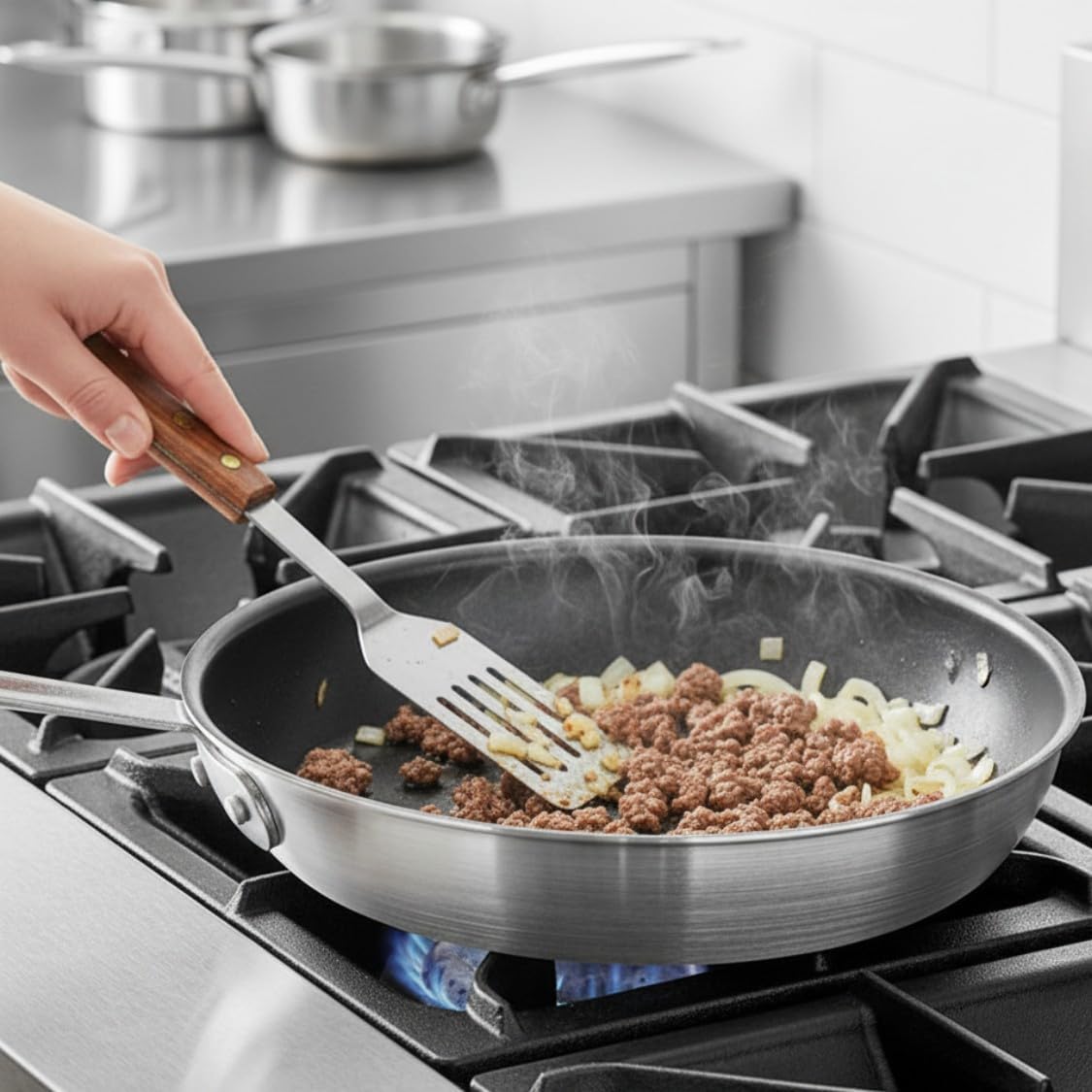 Nonstick Frying Pan Aluminum Skillet with Plated Iron Riveted Handle - Mirror-Finish Skillet Cookware Egg Pan Omelet Pans Professional Cooking Pan Chefs Pan Dishwasher Safe