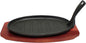 3 Piece Oval Cast Iron Sizzle Platter Set - Sizzler Plates Skillet Set Fajita Plate Fajita Pan With Wooden Base Perfect for Meats Steak Fish And Vegetables