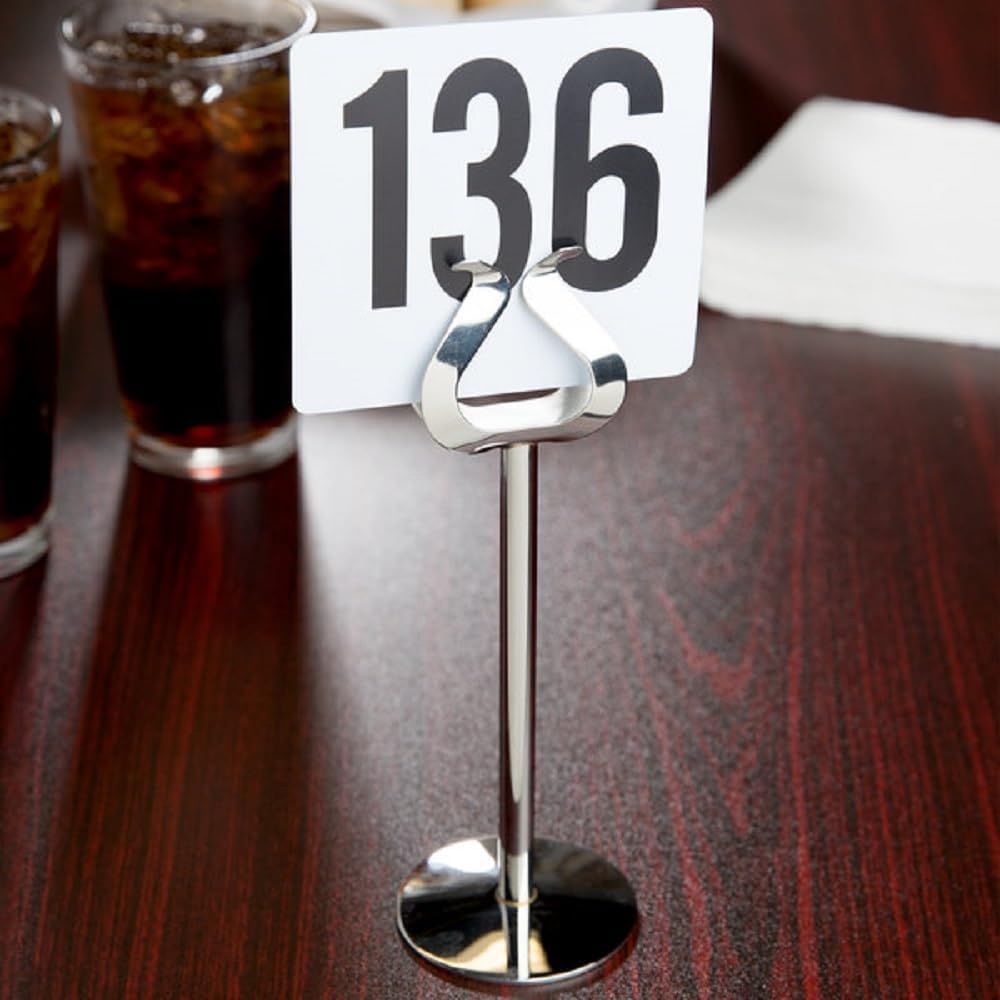 Stainless Steel Harp Style Table Sign Menu Holder with Heavy Base Set of 12- Table Number Holder Display Table Card Holders Stand for Centerpieces Wedding Reception Party Birthday