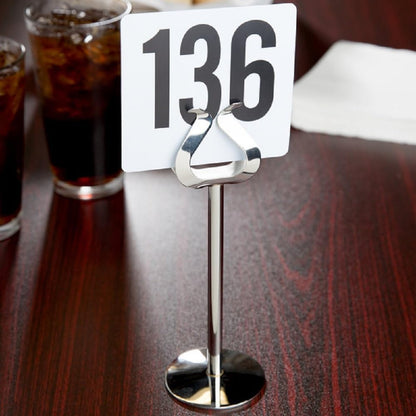 Stainless Steel Harp Style Table Sign Menu Holder with Heavy Base Set of 12- Table Number Holder Display Table Card Holders Stand for Centerpieces Wedding Reception Party Birthday
