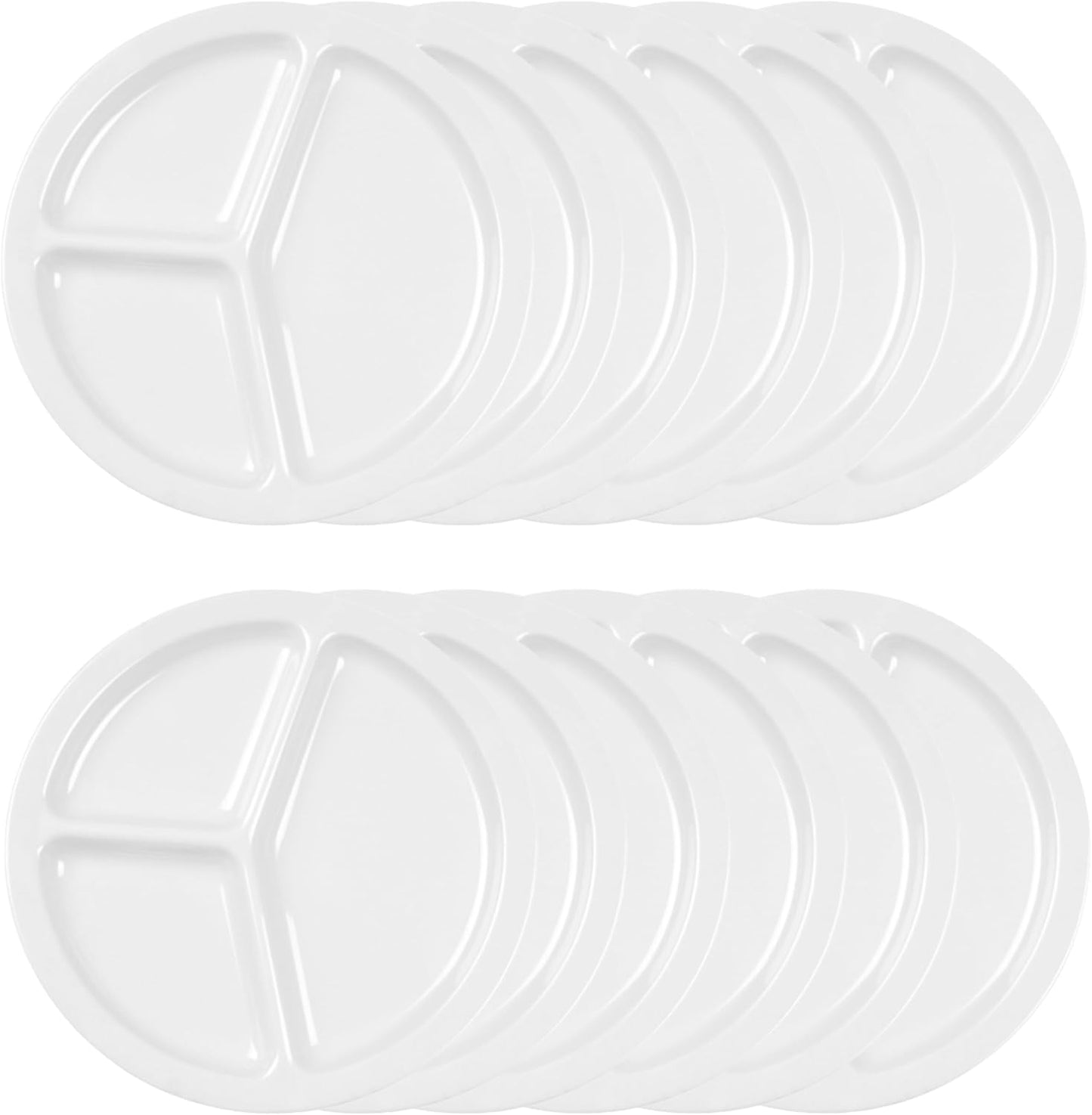 3 Compartment Deep Serving Plate Melamine Set of 12- Dishwasher Safe Break-Resistant Serving Platter Dinner Plates Portion Plates for Dinner Home Kitchen Restaurants