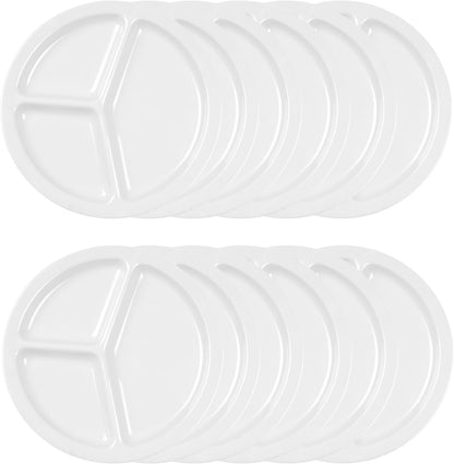 3 Compartment Deep Serving Plate Melamine Set of 12- Dishwasher Safe Break-Resistant Serving Platter Dinner Plates Portion Plates for Dinner Home Kitchen Restaurants