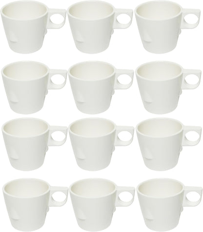 7 oz Stacking Cup Melamine Set of 12- Dishwasher Safe Break-Resistant Coffee Cup Set Reusable Plastic Cup for Latte Cappuccino Cocoa Hot Tea Mocha Home Cafe Restaurants