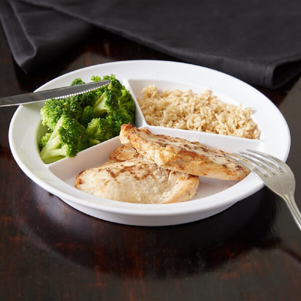 3 Compartment Deep Serving Plate Melamine Set of 12- Dishwasher Safe Break-Resistant Serving Platter Dinner Plates Portion Plates for Dinner Home Kitchen Restaurants