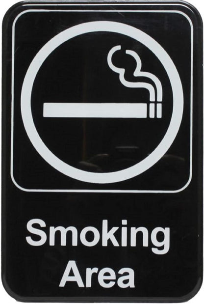 6" x 9" Smoking Area Sign with Easy Peel Self-Adhesive White on Black Color Set of 2- Waterproof Self Adhesive Store Signs Indoor/Outdoor Warning Marker Home Business Use