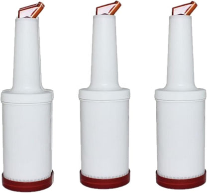 Pour and Store Fruit Juice and Liquor Pour Bottles  Set of 3- Juice Pouring Bottle Containers Bar Pour Bottles Plastic Juice Pour Bottles Plastic Barware for Bars & Event
