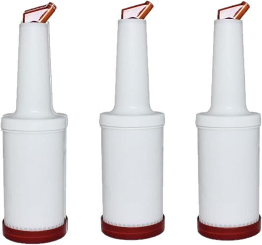 Pour and Store Fruit Juice and Liquor Pour Bottles  Set of 3- Juice Pouring Bottle Containers Bar Pour Bottles Plastic Juice Pour Bottles Plastic Barware for Bars & Event