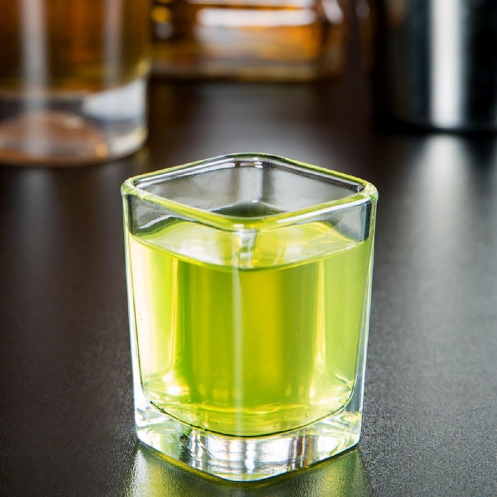 Square Shot Glass Polycarbonate with Heavy Base Clear Color Set of 2- Liquor Plastic Drinking Glass Clear Shot Glass Tequila Shots for Whiskey Tequila Vodka Espresso