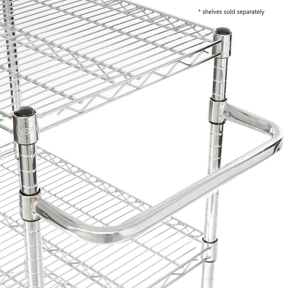 Cart Extended Handle Chrome Plated Iron – for Rolling Cart Steel Service Wheels Metal Storage Trolley Mobile Utility Kitchen Carts