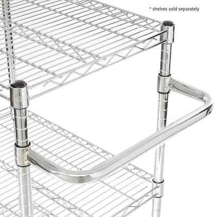 Cart Extended Handle Chrome Plated Iron – for Rolling Cart Steel Service Wheels Metal Storage Trolley Mobile Utility Kitchen Carts