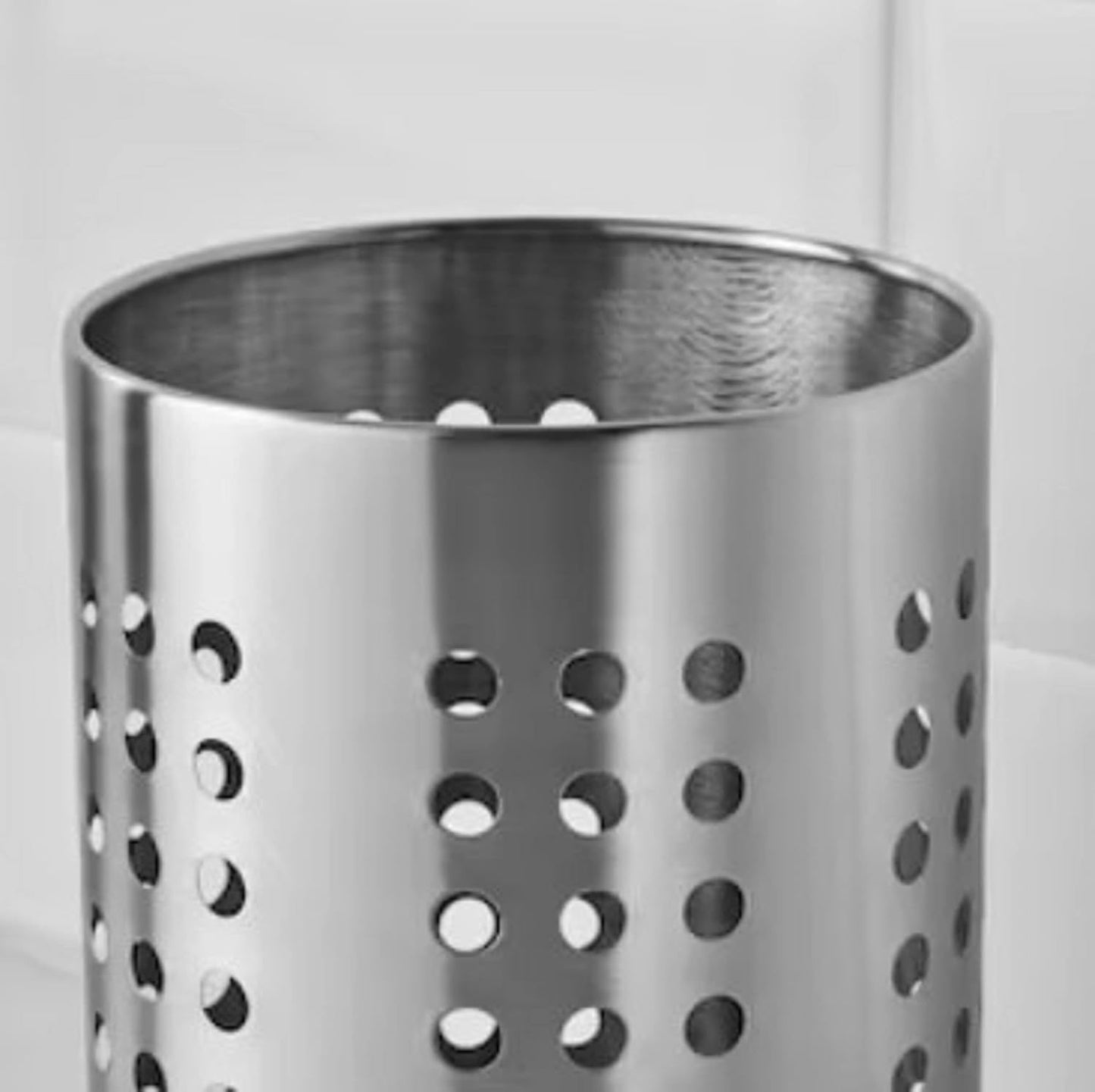 Straight Wall Flatware Cylinder Stainless Steel- Kitchen Tools Flatware Holder Utensil Drying Cylinder Countertop Silverware Caddy Flatware and Kitchen Utensils