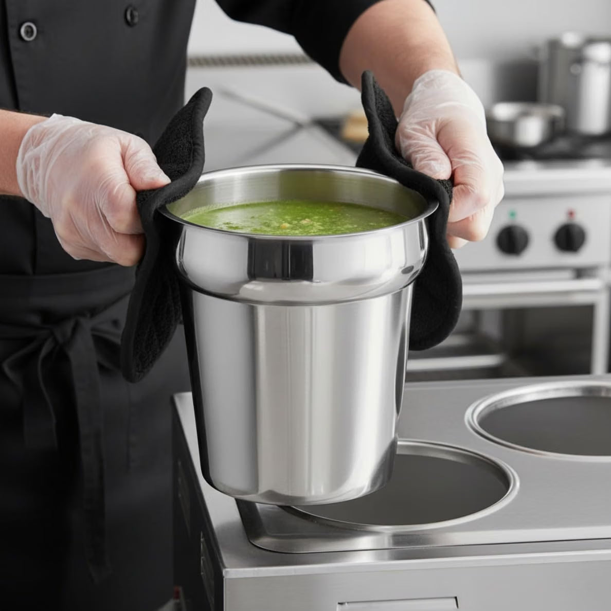 Stainless Steel Vegetable Inset Pan - for Soup Warmer and Soup Chafer Soup Pot Soup Station Applicable for Kitchen Hotel Catering Restaurant Buffet Parties Banquets
