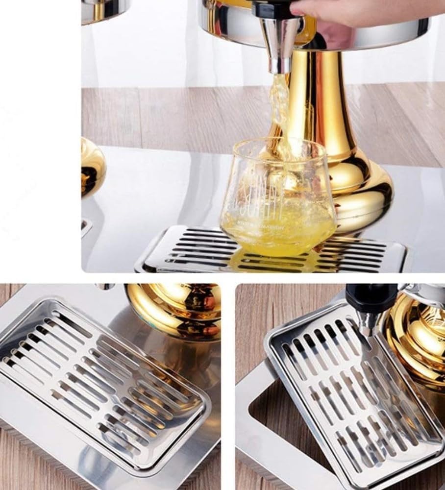 2.2 Gallon Stainless Steel Beverage Dispenser with Gold Accented Knobs- Leak Proof Drink Dispenser for Lemonade Sangria Tea Water Drink BBQ Picnic Pool Party Events Home Parties