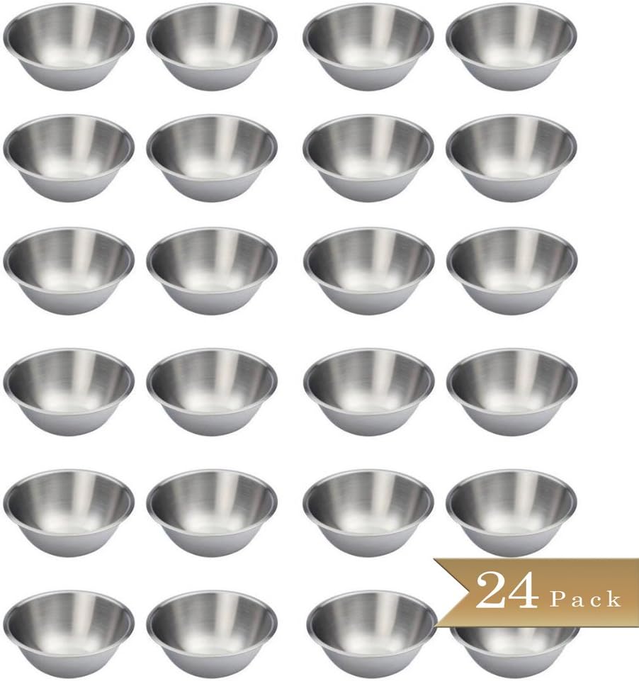 Stainless Steel Mixing Bowls - 6.5" Wide - Flat Bottom and Rim