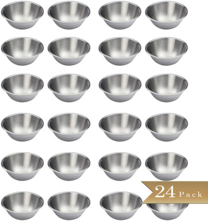 Stainless Steel Mixing Bowls - 6.5" Wide - Flat Bottom and Rim