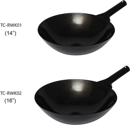 Iron Taiwan Wok - Large Wok Stir Fry Pan for Chinese Japanese and Cantonese Cuisine Stir Fry Pans Traditional Woks Grilling Frying Steaming Made in Taiwan