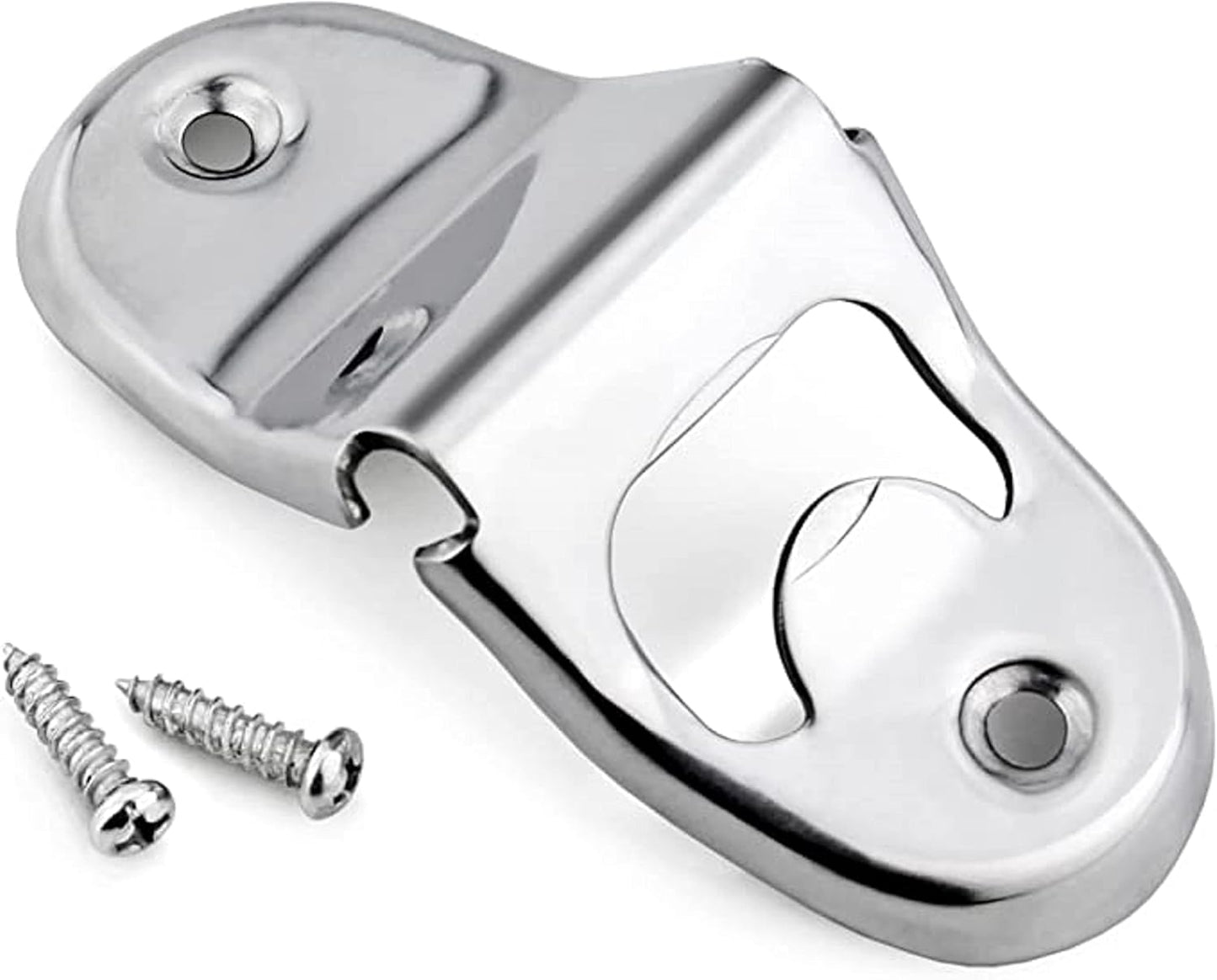 4-1/8" Heavy-Duty Stainless Steel Wall Mount Bottle Opener Set of 2 - Bottle Opener Bottle & Can Opener Classic Beer Opener Compact Size Beverage Bottle Opener for Kitchen Bar Restaurant