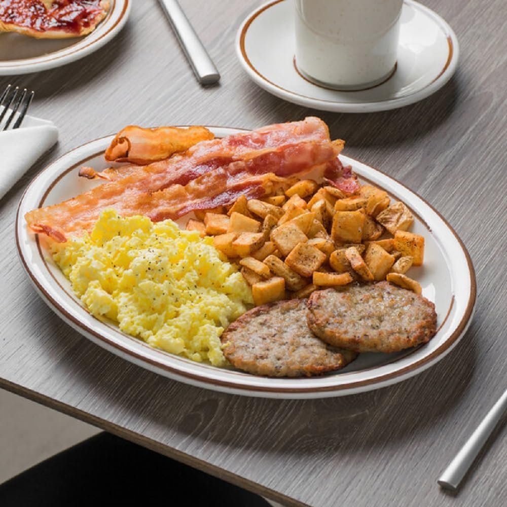 Arcadia Oval Platters Melamine Set of 12 - Dishwasher Safe Break-Resistant Reusable Serving Platter Plates Kitchen Plates Dinnerware Appetizer Plates Serving Plate