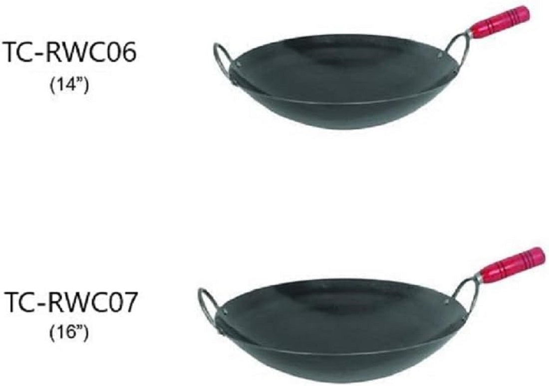 Iron Wok Pan with Wooden Handle – Woks and Stir Fry Pans for Chinese Japanese and Cantonese Cuisine Stir Fry Pans Traditional Woks Grilling Frying Steaming Made in Taiwan
