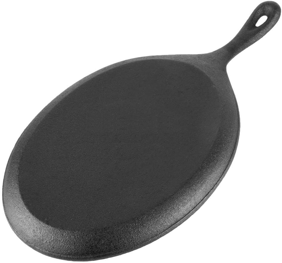 7" x 9-1/4" x 1-1/2" Cast Iron Skillet with Handle - Stackable Grill Skillet Sizzle Platter Fajita Pan Perfect for Meats Steak Fish Vegetables Home Kitchen Restaurant