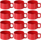 10 oz Soup Mug Melamine Set of 12- Dishwasher Safe Break-Resistant Coffee Cup Set Reusable Plastic Mug for Soups Latte Cappuccino Cocoa Hot Tea Home Cafe Restaurants