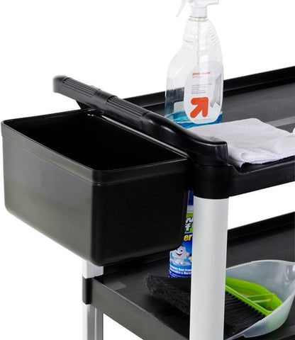 Silverware Bin Fits Rolling Utility Cart Heavy Duty Black Color 13" x 9-1/4" x 7"-Plastic Utensils Drawer Holder Kitchen Utensils Silverware Flatware Organizer