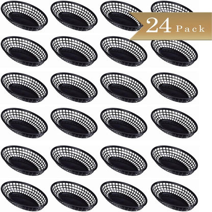 9-3/8" Oval Fast Food Basket Plastic - Fry Fast Food Reusable Foodservice Restaurant Diner Tray Plates Restaurant Deli Serving Chicken Burgers Sandwiches & Fries