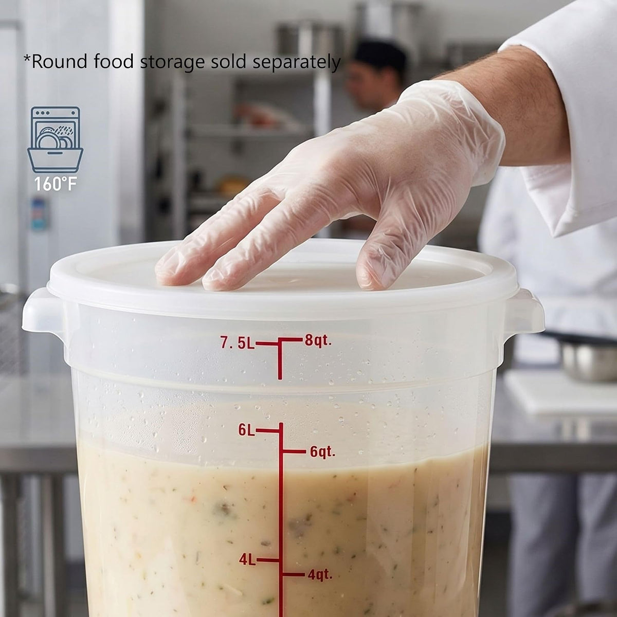 Round Food Storage Container Polypropylene - Commercial Food Storage Containers Meal Prep Containers Reusable Food Containers for Pantry Kitchen Storage Organization