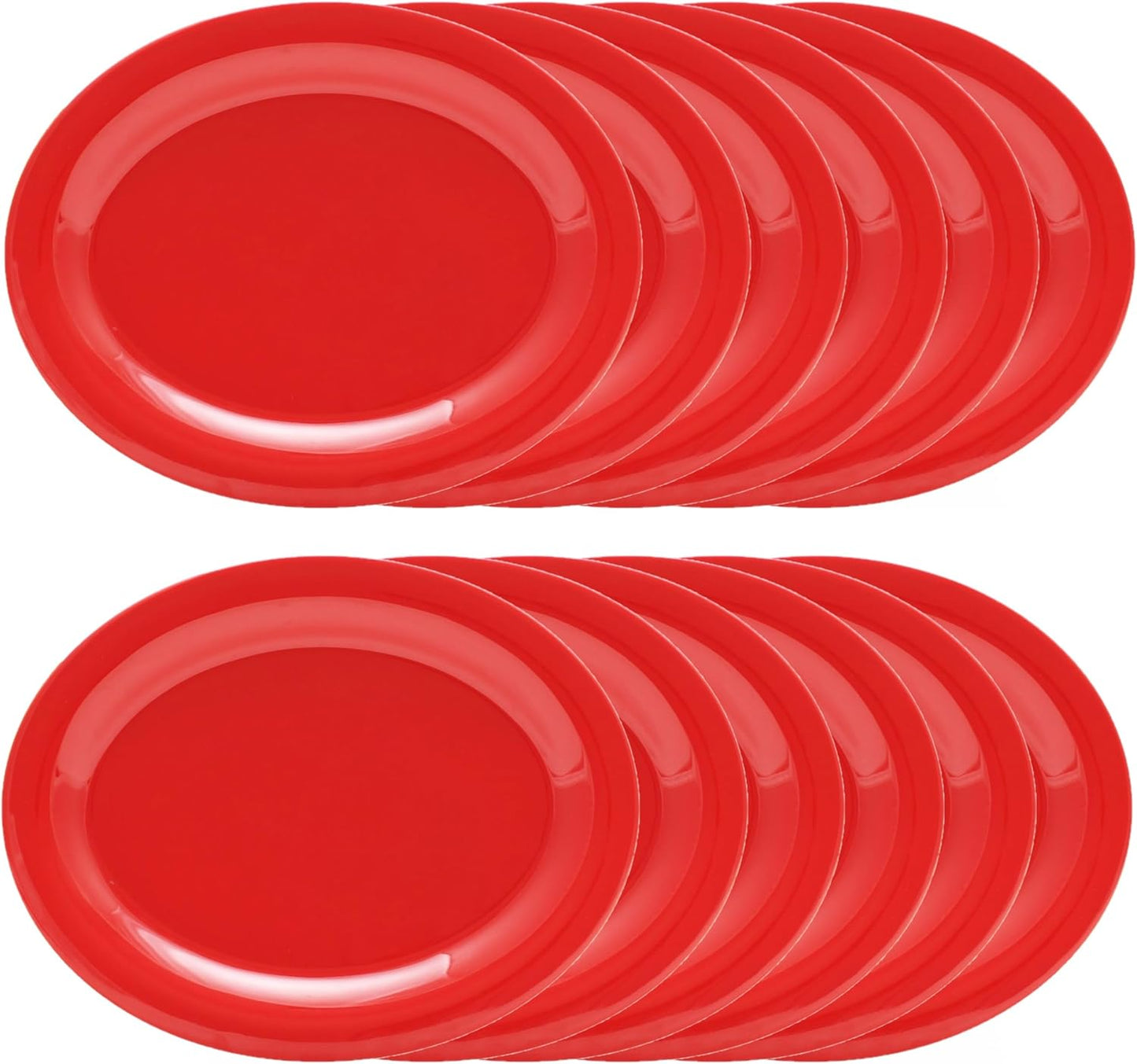 Oval Platter Pure Melamine Set of 12- Dishwasher Safe Break-Resistant Reusable Plates Kitchen Plates Dinnerware Serving Platter Dishes for Home Kitchen