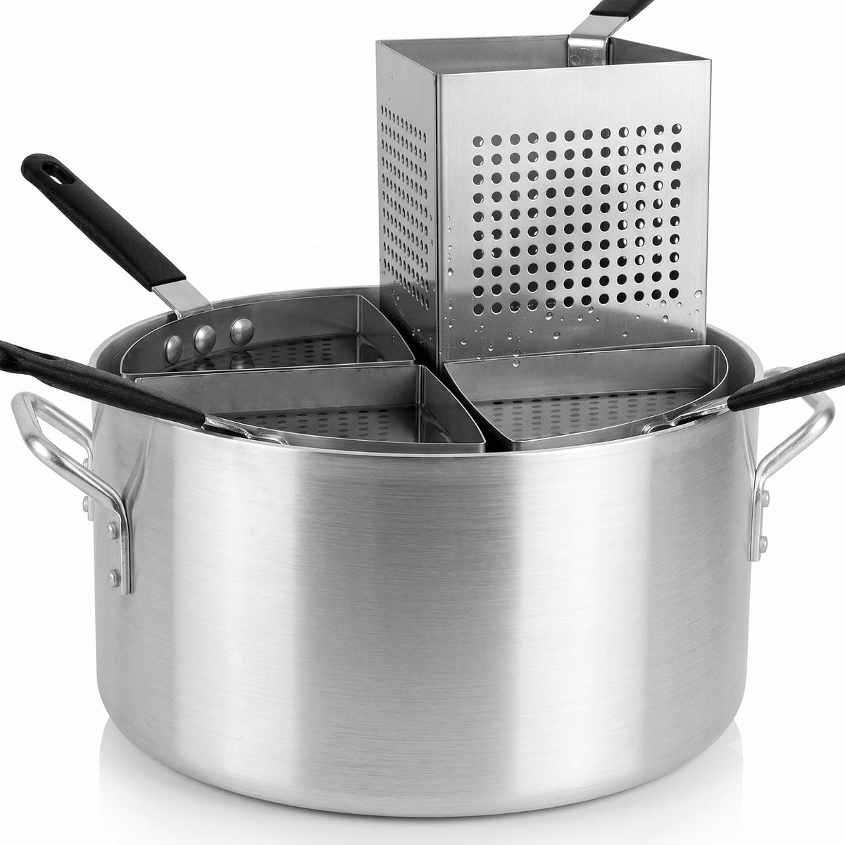 20 Qt. Aluminum Pasta Cooker with 4 Stainless Steel Inserts Set - Pasta Pot Pasta Cooker Strainer Basket Multipurpose Pasta Cookware for Spaghetti Vegetable Blanching Home Kitchen