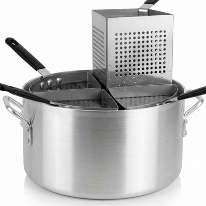 20 Qt. Aluminum Pasta Cooker with 4 Stainless Steel Inserts Set - Pasta Pot Pasta Cooker Strainer Basket Multipurpose Pasta Cookware for Spaghetti Vegetable Blanching Home Kitchen