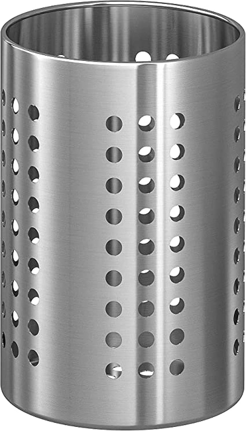 Straight Wall Flatware Cylinder Stainless Steel- Kitchen Tools Flatware Holder Utensil Drying Cylinder Countertop Silverware Caddy Flatware and Kitchen Utensils