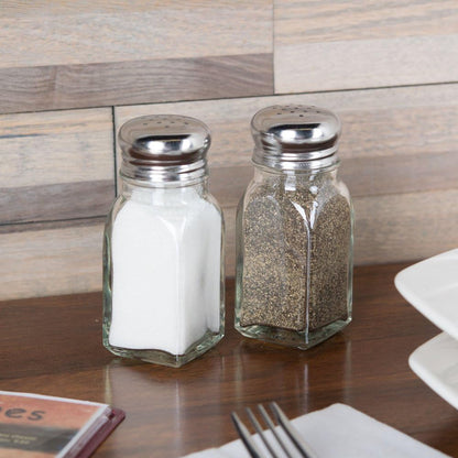 Classic Clear Glass Salt or Pepper Shakers with Stainless Steel Mushroom Tops Set of 12- Salt Shaker Stainless Lid-Glass Spice Jars Kitchen Accessories