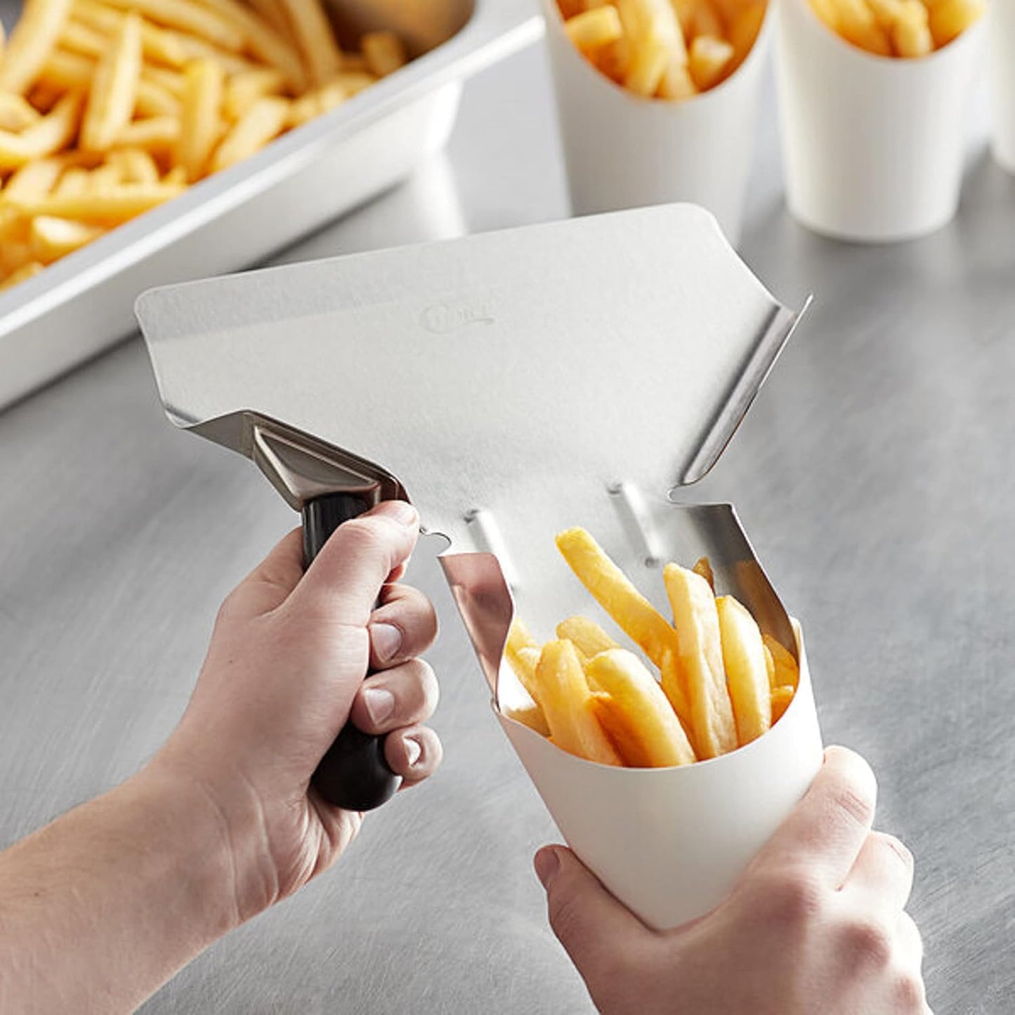 Commercial French Fry Bagger Stainless Steel - Popcorn Machine Commercial French Fry Bagger Scooper Speed Scoop Shovel for Potato Chips Snacks Popcorn Bar