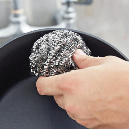 Stainless Steel Scrubber Ball Set of 12- for Cleaning Dishes Pans Pots Ovens Grills Stainless Steel Scrubber for Kitchen Sinks Cleaning Steel Wool Pads Metal Scrubber