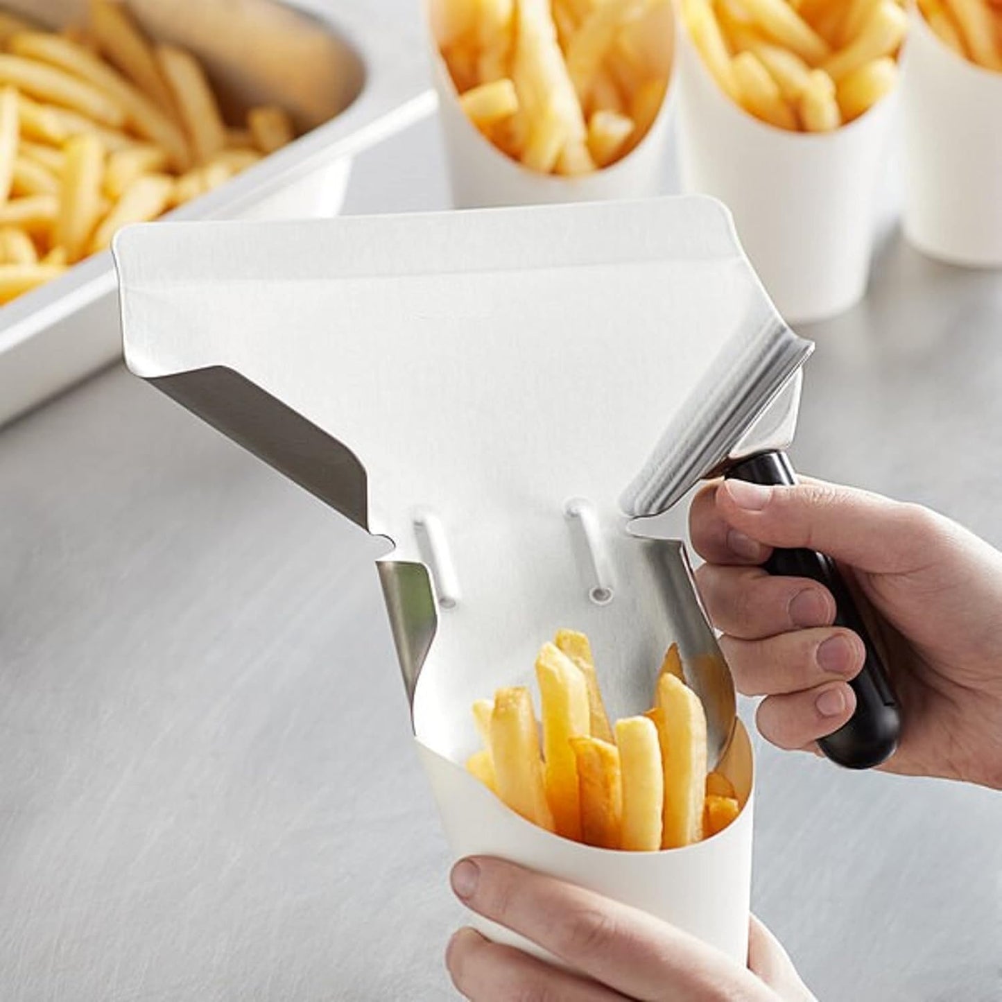 Commercial French Fry Bagger Stainless Steel - Popcorn Machine Commercial French Fry Bagger Scooper Speed Scoop Shovel for Potato Chips Snacks Popcorn Bar
