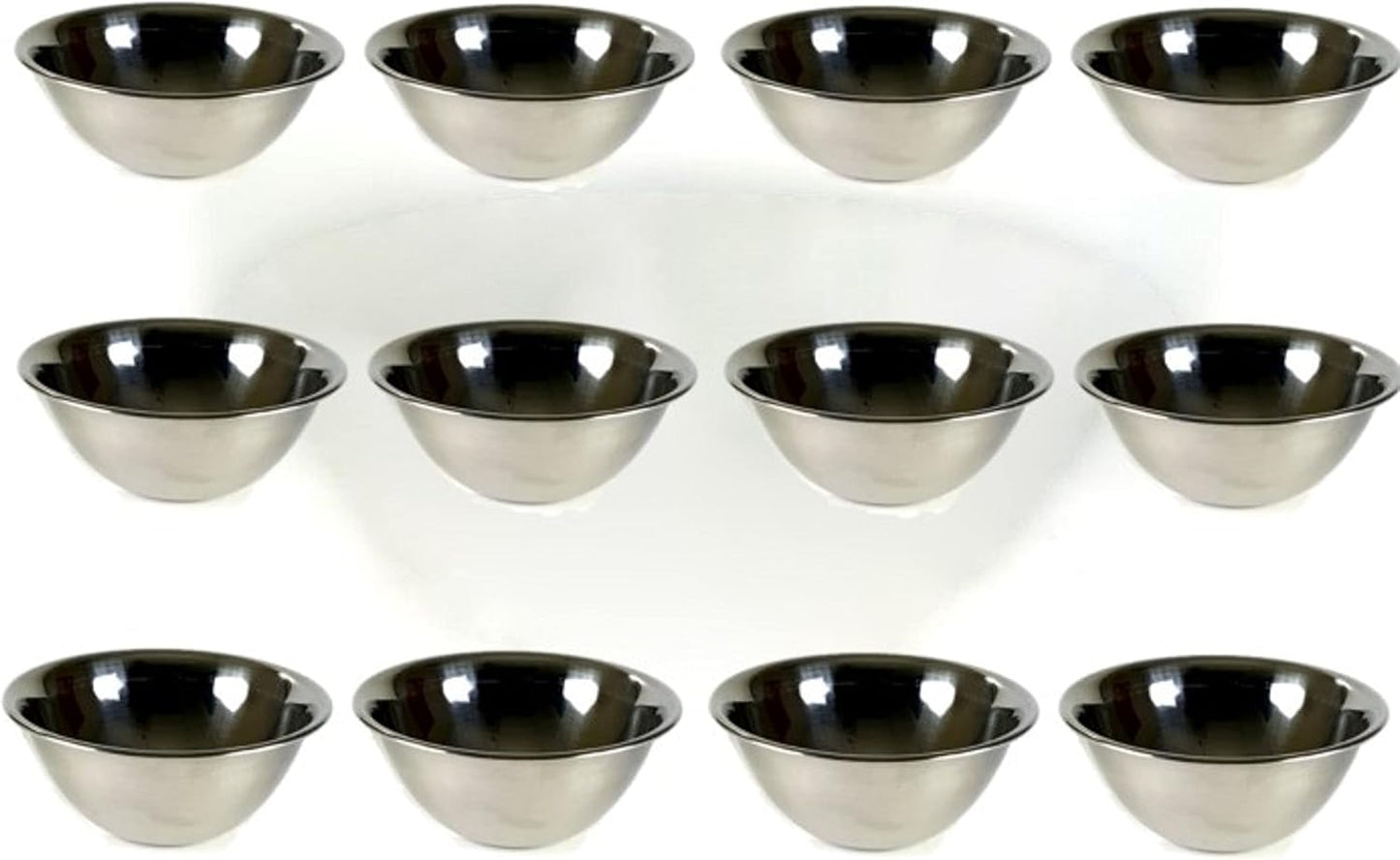 Stainless Steel Mixing Bowls - 6.5" Wide - Flat Bottom and Rim