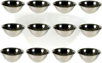 Stainless Steel Mixing Bowls - 6.5" Wide - Flat Bottom and Rim