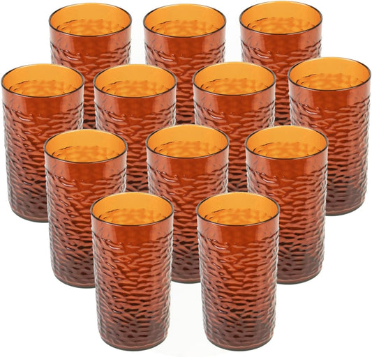 Pebble Tumbler Drinking Glasses Set of 12- Reusable Premium Water Iced Tea Glasses Dishwasher Safe Break-Resistant for Home and Restaurants