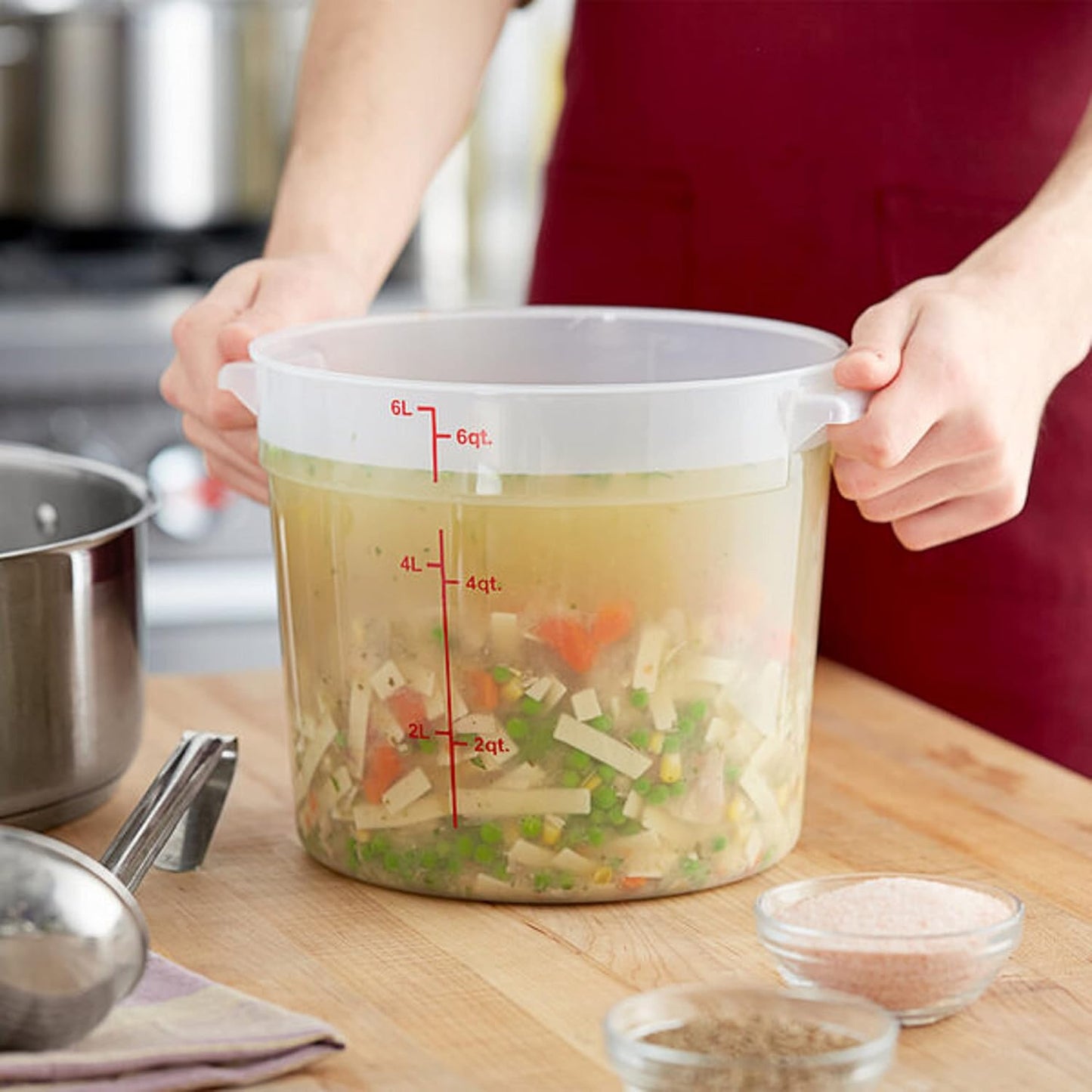 Round Food Storage Container Translucent Polypropylene- Commercial Food Storage Containers Meal Prep Containers Reusable Food Containers for Pantry Kitchen Storage Organization