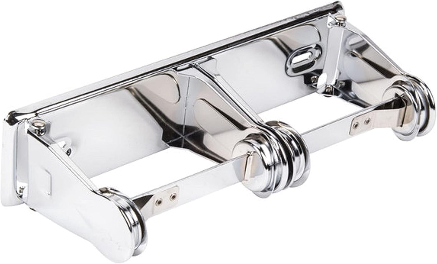 Dual Roll Locking Toilet Tissue Dispenser fits 4" Diameter Toilet Paper Roll Chrome Plated- Bathroom Toilet Paper Holder Wall Mounted Toilet Roll Holder for Bathroom Kitchen Washroom