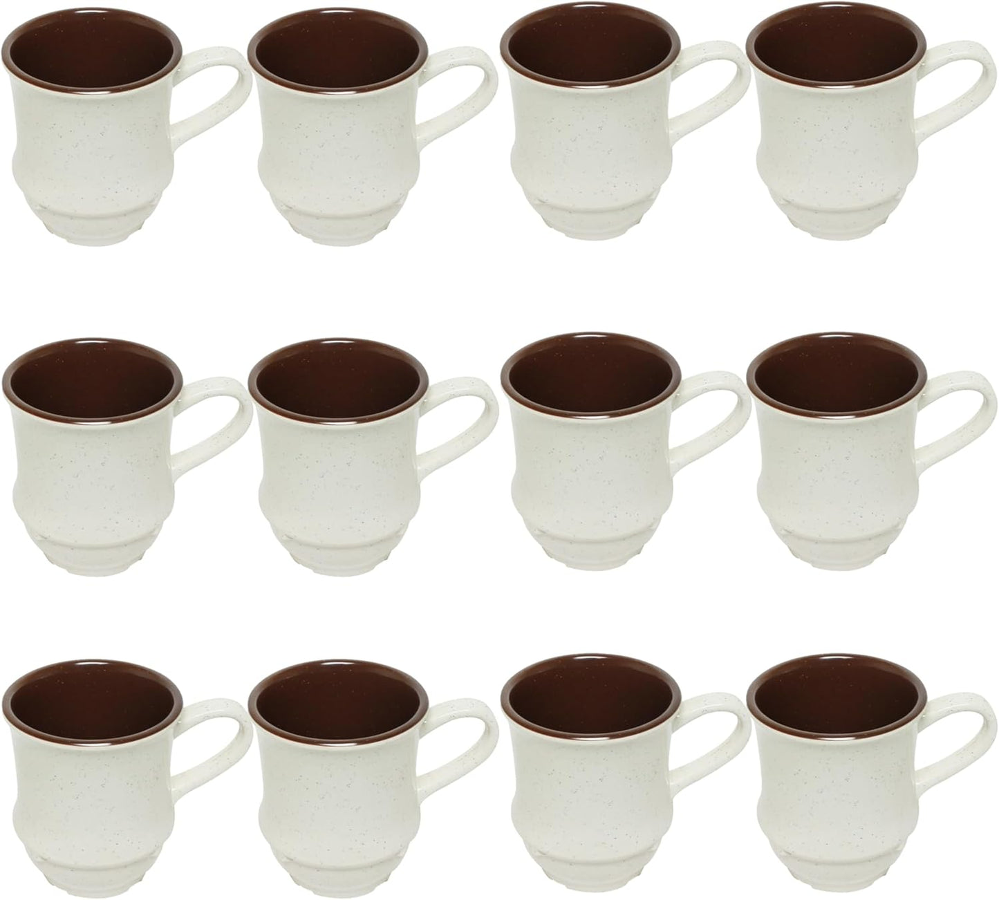 9 oz Arcadia Two-Tone Mug Round Base Melamine Set of 12- Dishwasher Safe Break-Resistant Coffee Cup Set Reusable Plastic Cup for Latte Cappuccino Cocoa Hot Tea Home Cafe Restaurants
