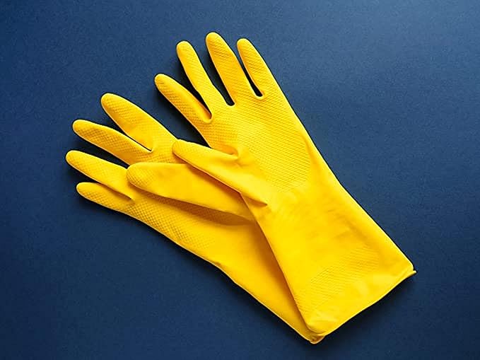 Set of 12 Heavy-Duty 6 Pairs Gloves Dishwashing/Household Gloves Yellow Color Latex Washable Regular Size- Reusable Heavy Duty Cleaning Gloves Dishwashing Gloves