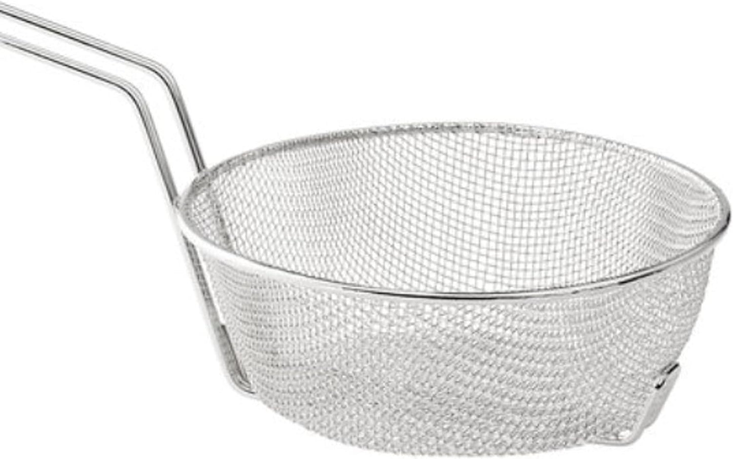 Round Mesh Culinary Basket Nickel Plated with 9-1/8" Handle Length- Kitchen Frying Basket Food Strainer Skimmer Strainer Basket for Cooking Home Kitchen Restaurants